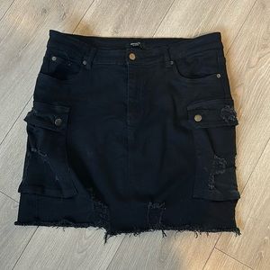 Foxblood Sold Out Black Distressed Denim Skirt